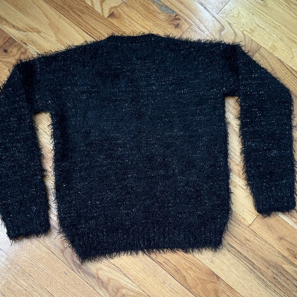 Black Fuzzy Kids Sweater with Jingle Design - Picture 4 of 5